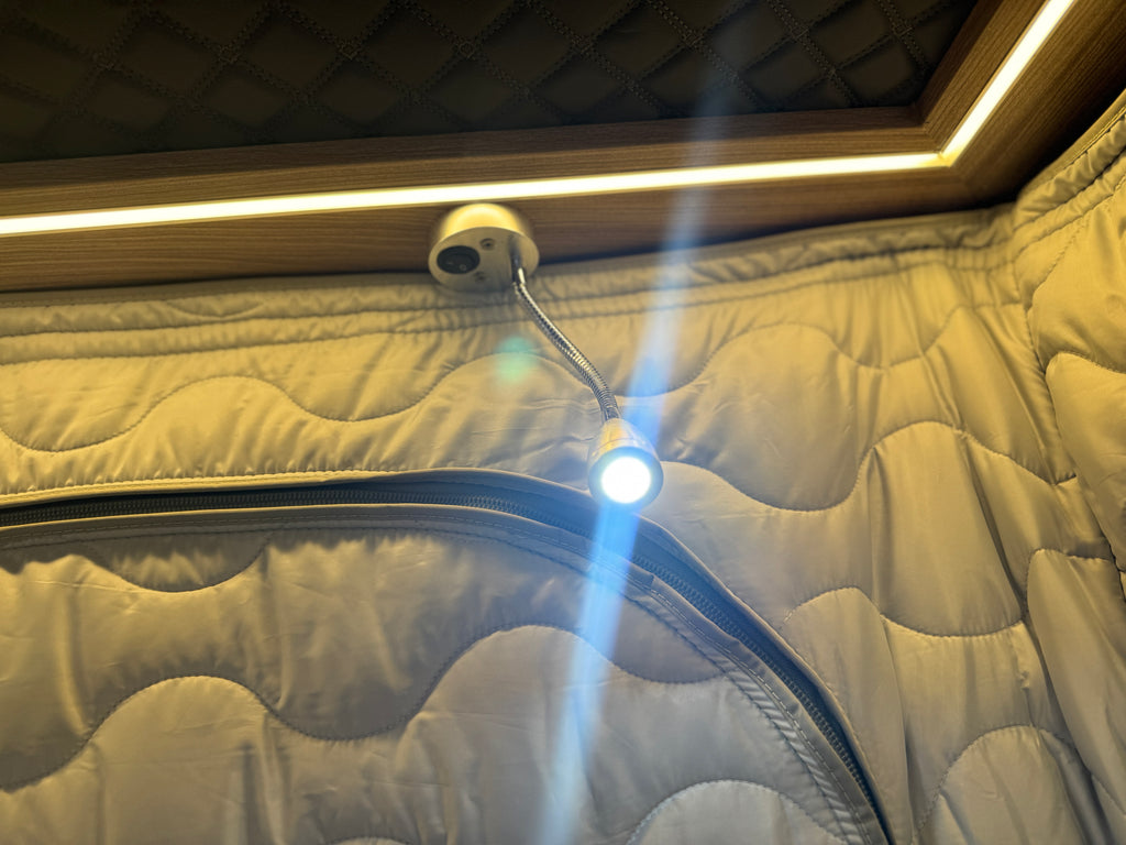 Light fixture on a quilted surface